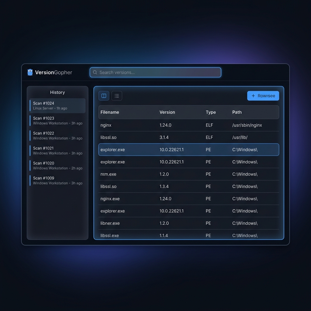 VersionGopher dashboard overview